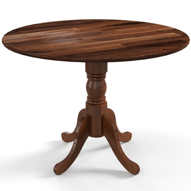 Wooden Dining Table with Round Tabletop and Curved Trestle Legs - 39.37" x 39.37" x 28.74" - Walnut