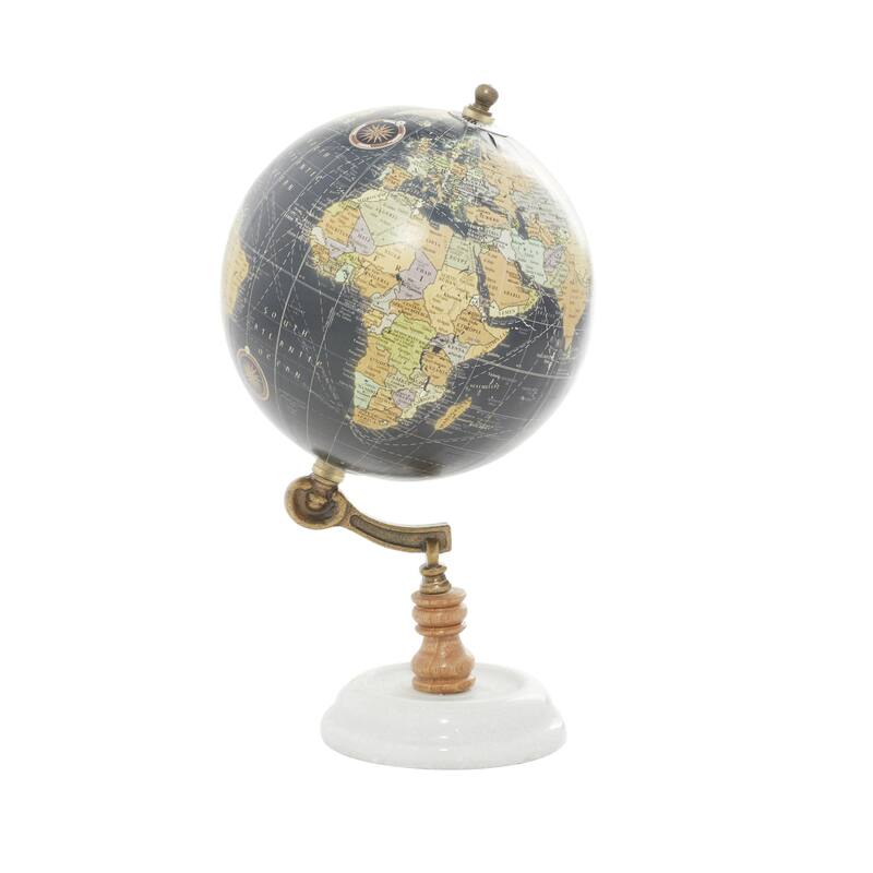 Marble Globe with Marble Base - Teal, White, Black - Roche River Decor