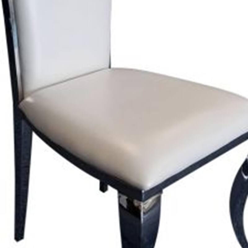 Chrome/White Faux Leather Upholstered Metal Frame Dining Chair, Set of 2, Sturdy Dining Chair for Dining Rooms - 19