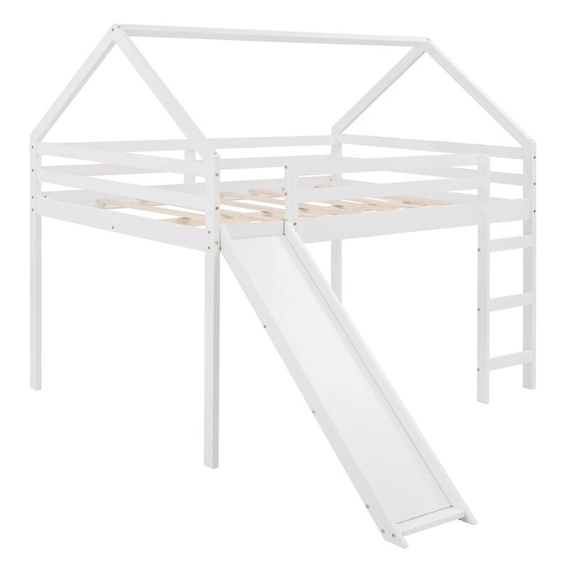 Loft Bed with Slide, House Bed with Slide