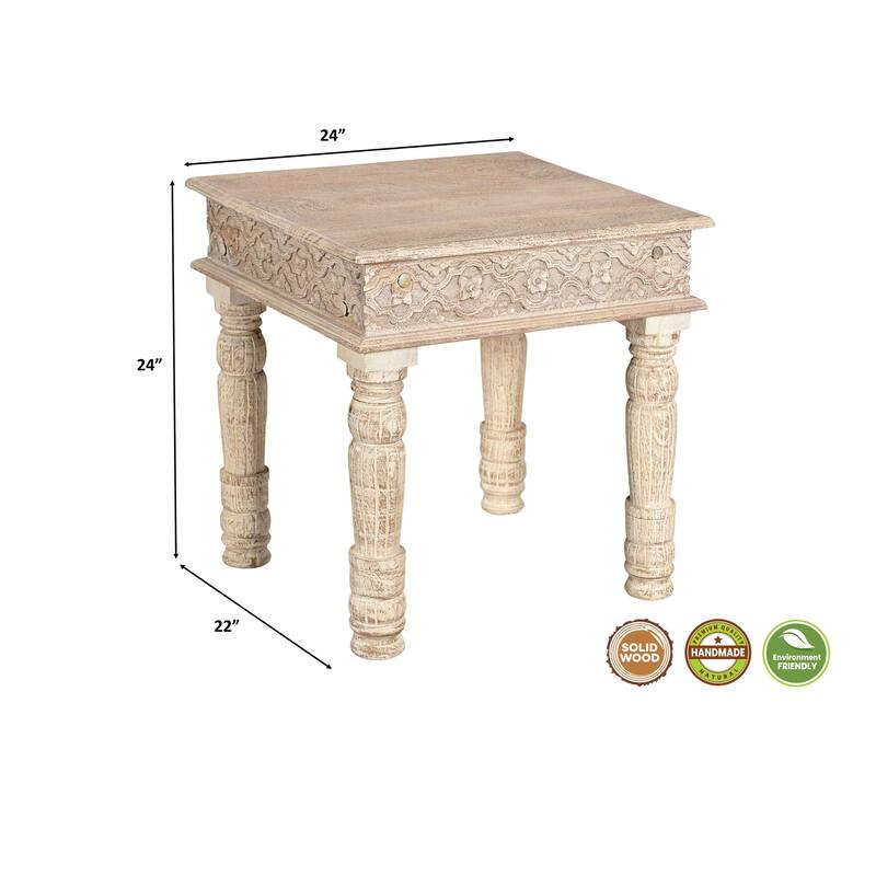 Milton Solid Wood 3-Piece Carved Living Room Table Set
