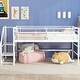 preview thumbnail 3 of 15, White Twin Size Metal Mid Loft Bed with Storage Stairs and Fence