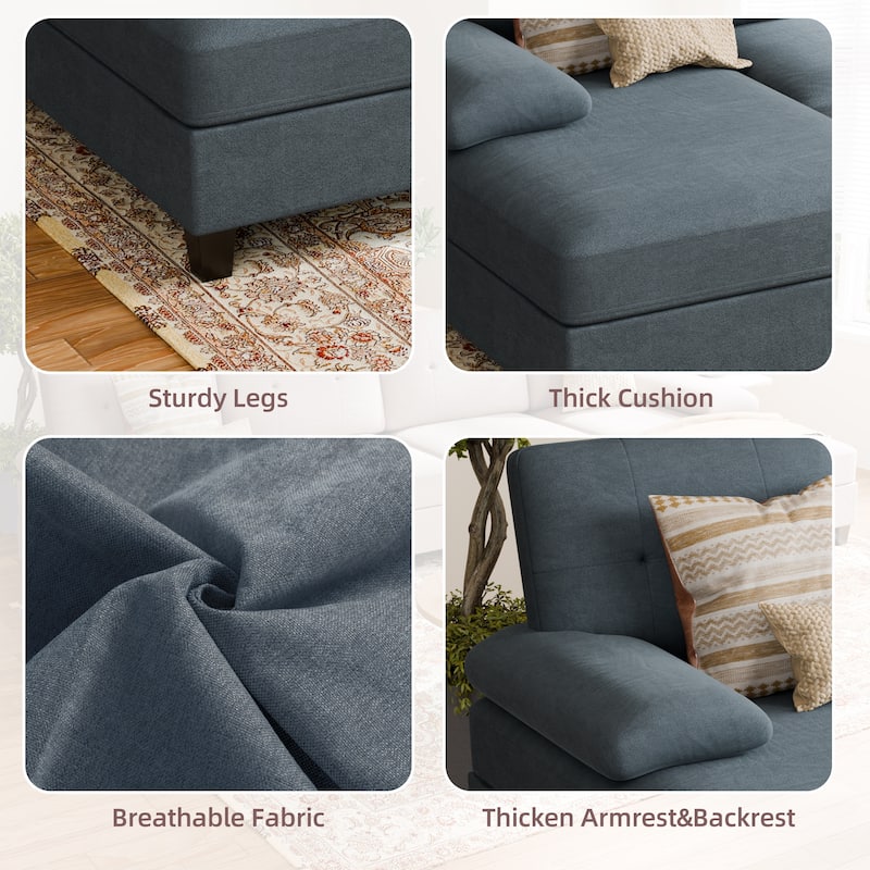 106'' Sectional Sofa with Thick Cushions for Living Room