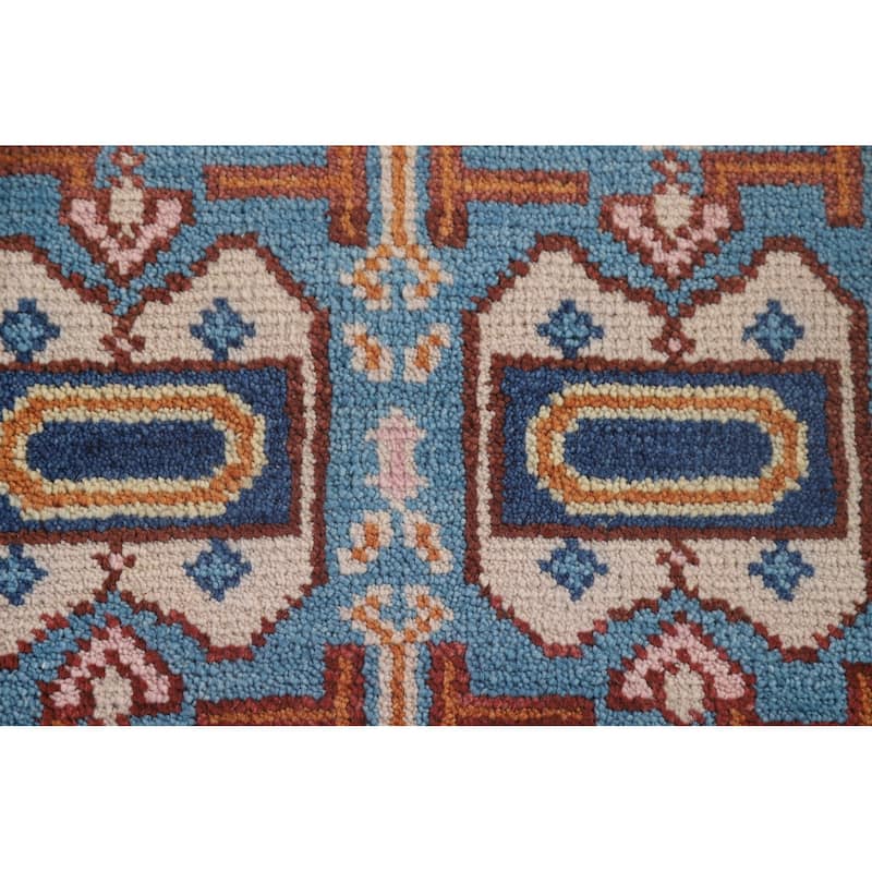 Geometric Kazak Runner Rug Hand-Knotted Wool Carpet - 2'6" x 7'10"