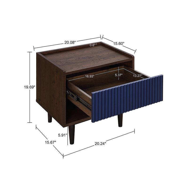 Manhattan Comfort Duane Modern Ribbed Coffee Table Set