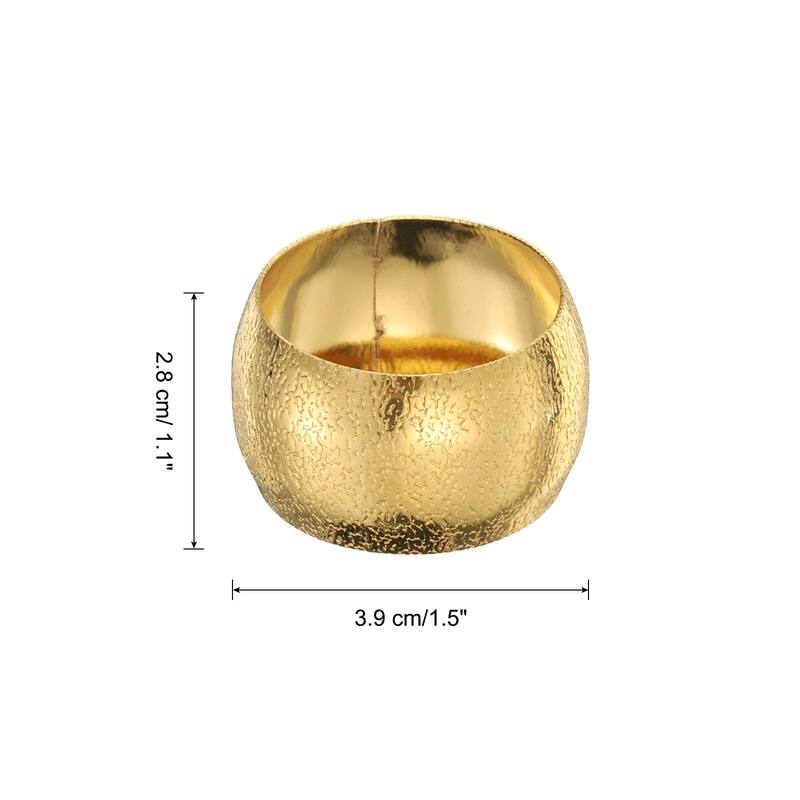 Napkin Rings Metal Drum-Shaped Frosted Napkin Holder for Dinner - Gold - 6pcs