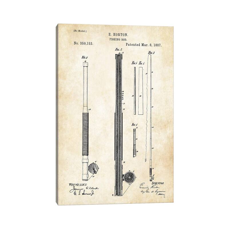 iCanvas "Antique Fishing Rod" by Patent77 Canvas Print