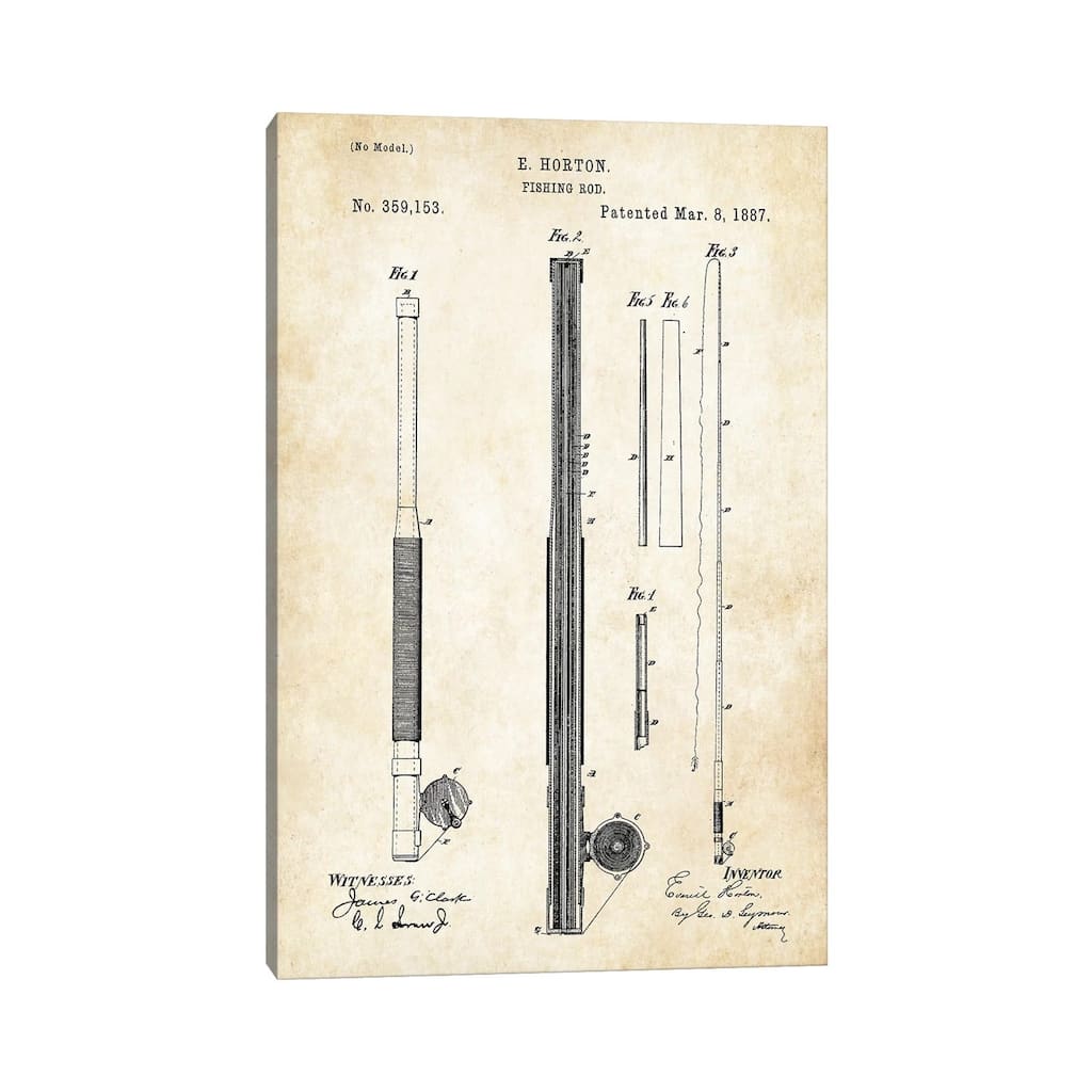 iCanvas "Antique Fishing Rod" by Patent77 Canvas Print