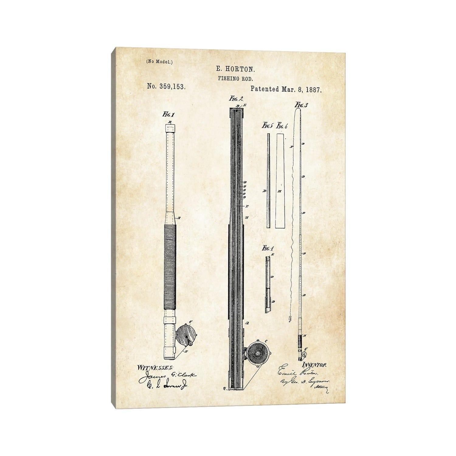 iCanvas "Antique Fishing Rod" by Patent77 Canvas Print