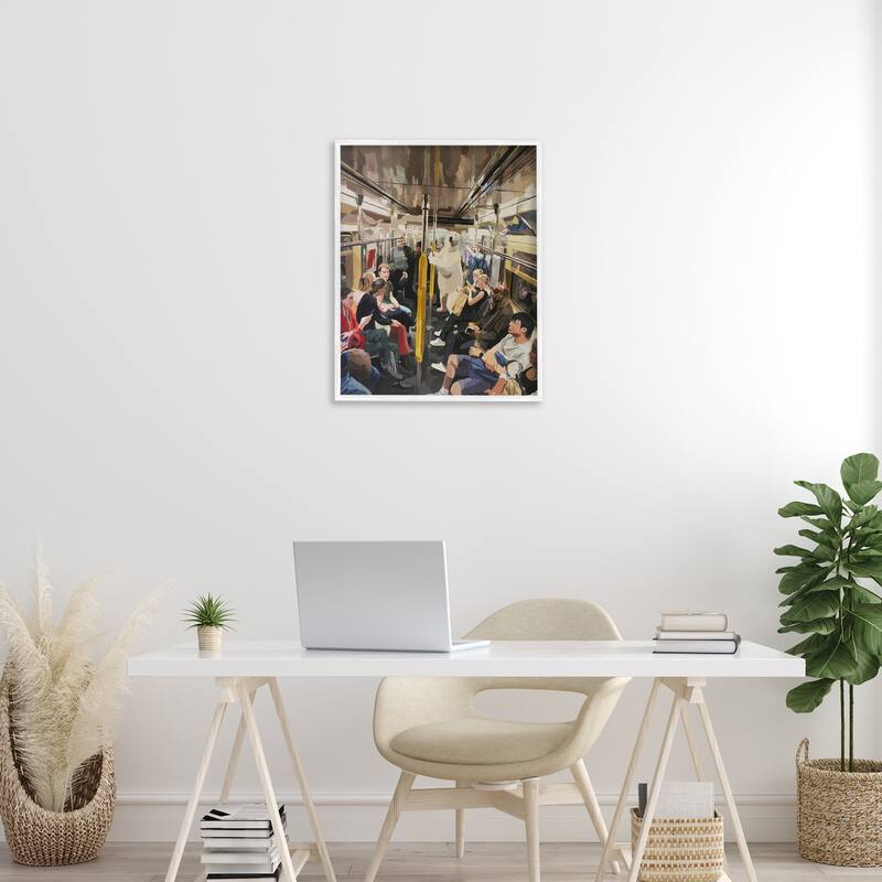 Stupell Polar Bear on Subway Framed Giclee Art Design By Keith Thomson