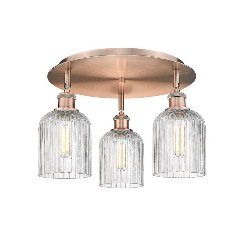 Innovations Lighting 516-3C-10-17 Bridal Veil Flush Bridal Veil 3 - Antique Copper / Clear