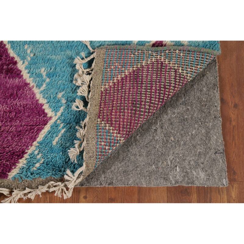 Geometric Moroccan Accent Rug Hand-Knotted Wool Carpet - 2'10" x 5'4"