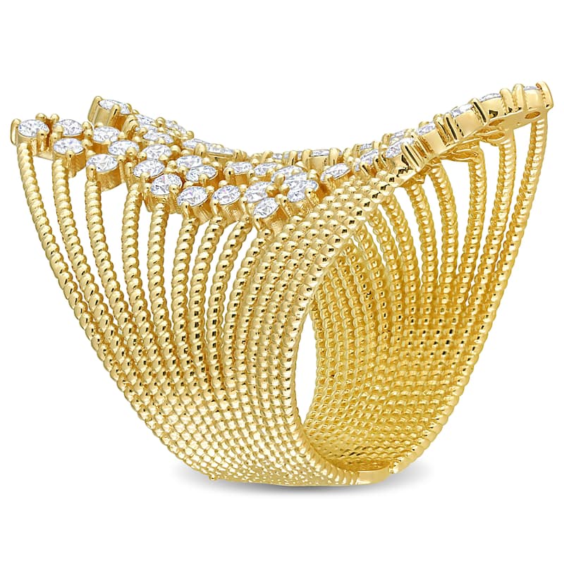Miadora 1 3/4ct TDW Diamond Multi-Row Open Cocktail Ring in 14k Yellow Gold