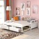 preview thumbnail 1 of 14, Twin to King Extendable Wooden Daybed with Trundle and Dual Storage Drawers, Solid Wood Frame White