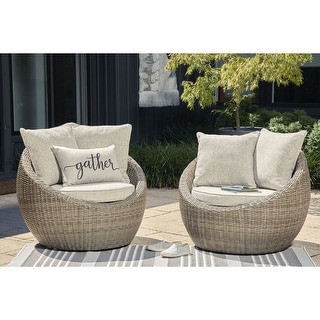 Signature Design by Ashley Danson Brown/Beige Swivel Lounge with Cushion (Set of 2) - 38"W x 37"D x 36"H
