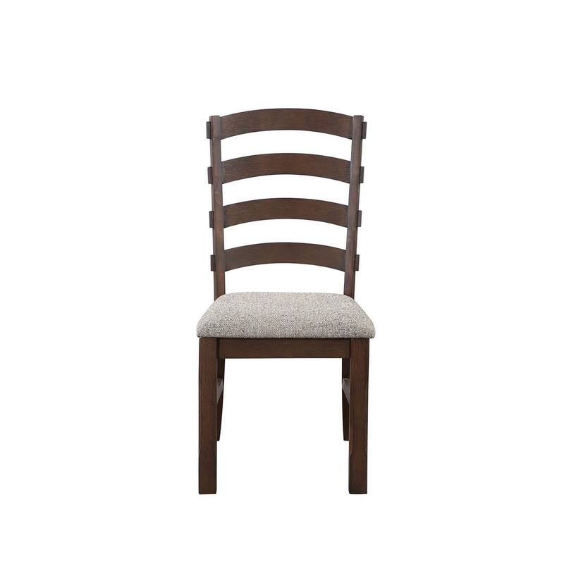 19 Inch Solid Wood Dining Chair, Curved Ladderback, Set of 2, Brown