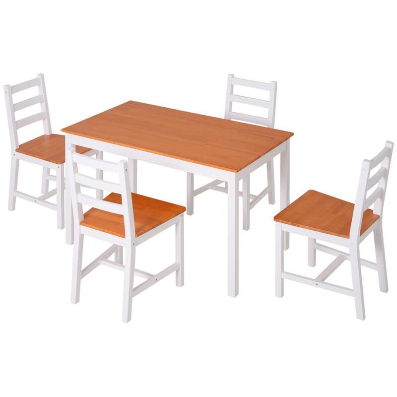 Kitchen Dining Chair Set Breakfast Corner Table and Chair Set 5 Piece with 4 Chair Solid Wood Leg for Coffee Shops Bars Kitchen