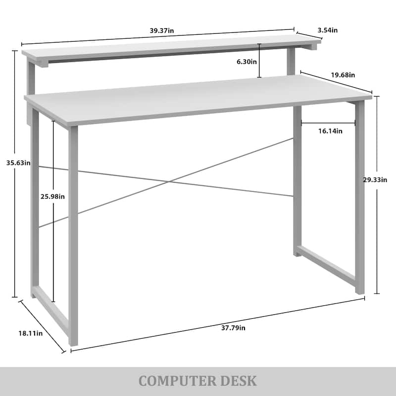 CraftPorch Minimalist 39-Inch Metal Computer Desk With Shelf
