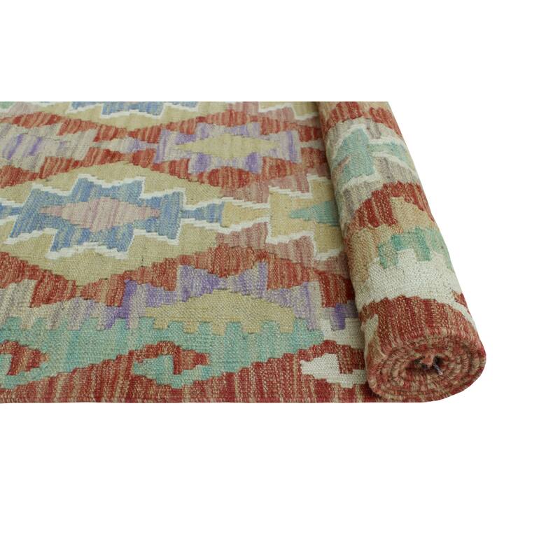 Sun Faded Flatweave Marisol Rust/Green Runner - 2'9" x 9'9"
