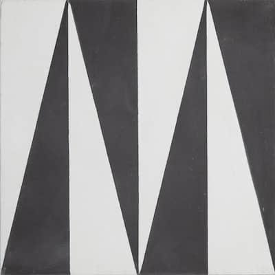 Tiznit Handmade Cement 8x8 Tile in White/Black