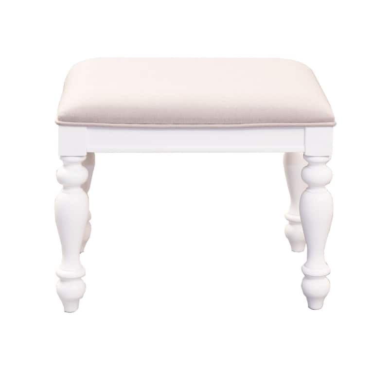 Summer House I Oyster White Vanity Stool - W23 x D17 x H18