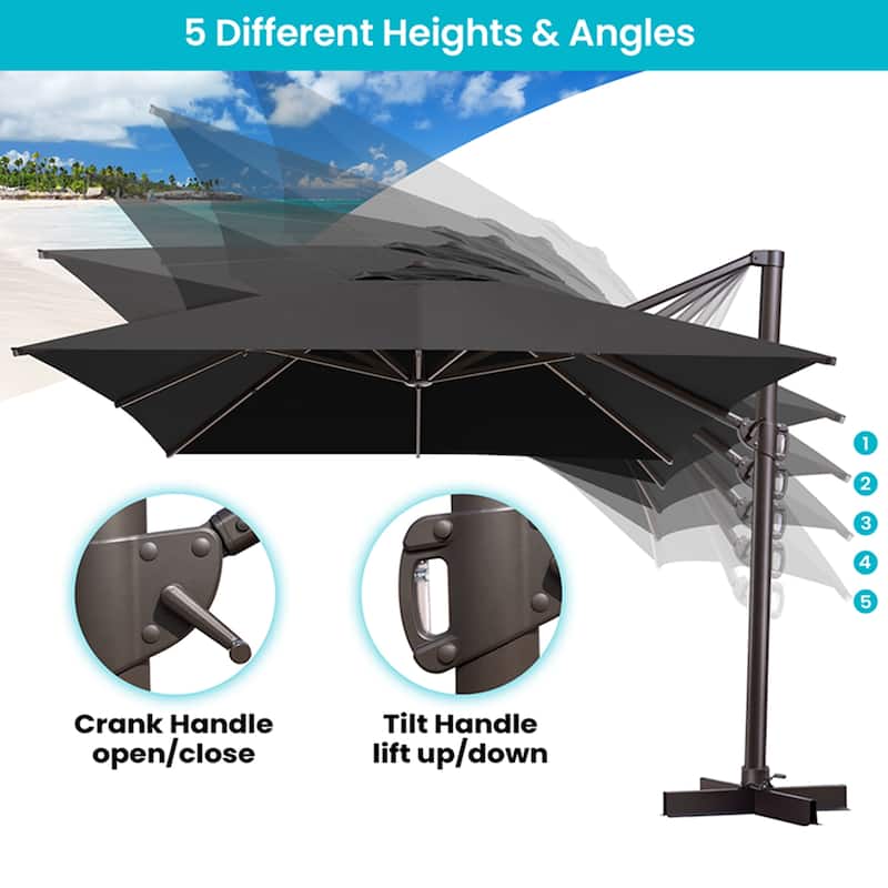 Pellebant 10x13 FT Patio Cantilever Umbrella Outdoor Offset Umbrella with No Base