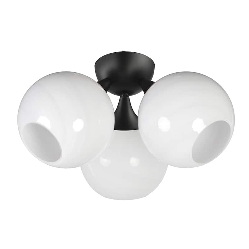 Maxim 21225MR Neve 3 Light 19" Wide Semi-Flush Ceiling Fixture with - Black