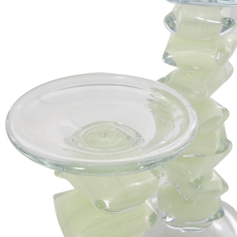 Clear or Green Glass Stacked Stone Candle Holder (Set of 2)