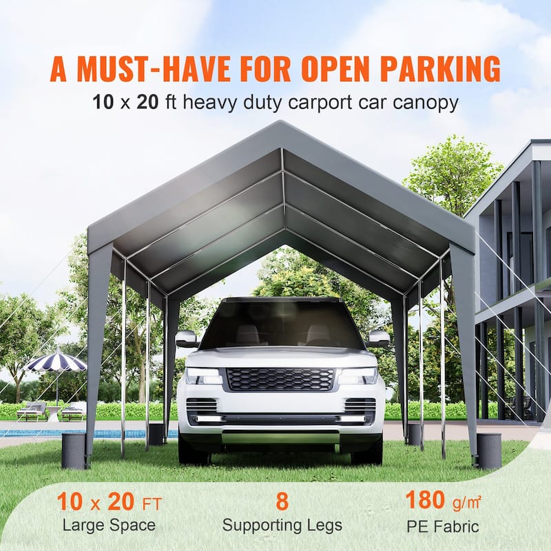 Heavy Duty Carport 10x20ft Outdoor Canopy Shelter with Reinforced Poles - 120 x 240 x 111.6 Inch