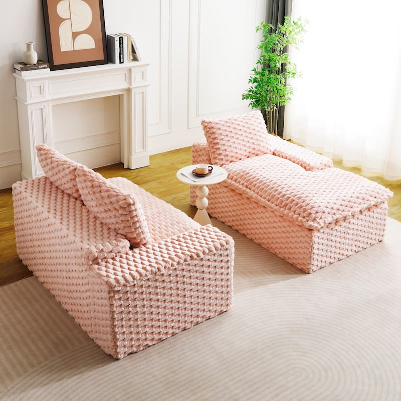 L-Shaped Sleeper Sectional Sofa Convertible Straight Sofa, Loveseat and Chaise Lounge Set for Living Room