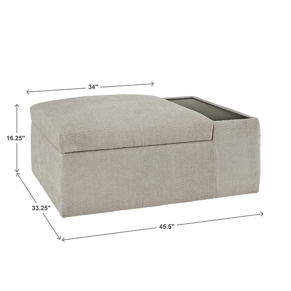 Sebastopol Boucle Fabric Storage Ottoman With Table and Casters by iNSPIRE Q Modern