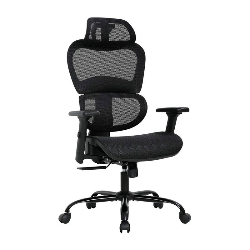 Office Chair, FelixKing Ergonomic Desk Chair with Adjustable Headrest and Silver Wheels Reclining High Back Mesh Computer Chair