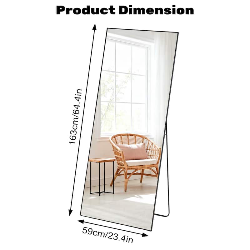 Full Length Mirror with Stand, Floor Mirror with Frame, Full Body Mirrors, Free Standing or Wall-Mounted Mirrors for Living Room