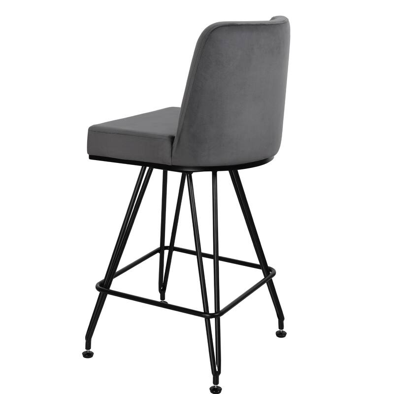 26" Leather/Velvet Swivel Counter Height Bar Stools - 38.2"H x 17.7"W x 19.1"D