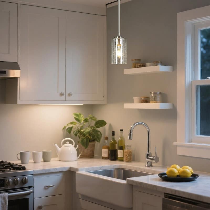 Modern Nickel 1-Light Cylinder Glass Pendant Light for Kitchen Island Dining Kitchen Commercial - D3.9" x H7.2"