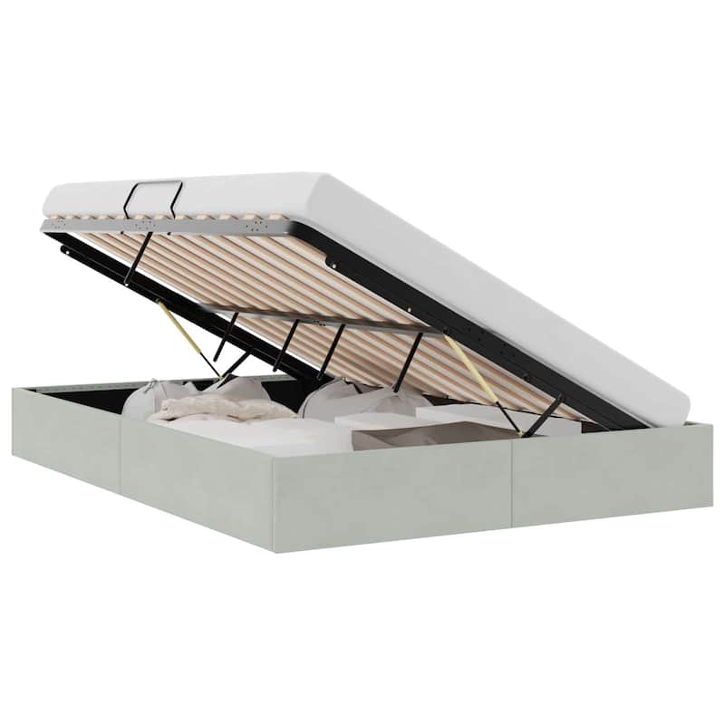 vidaXL Storage Bed with Mattress in Velvet