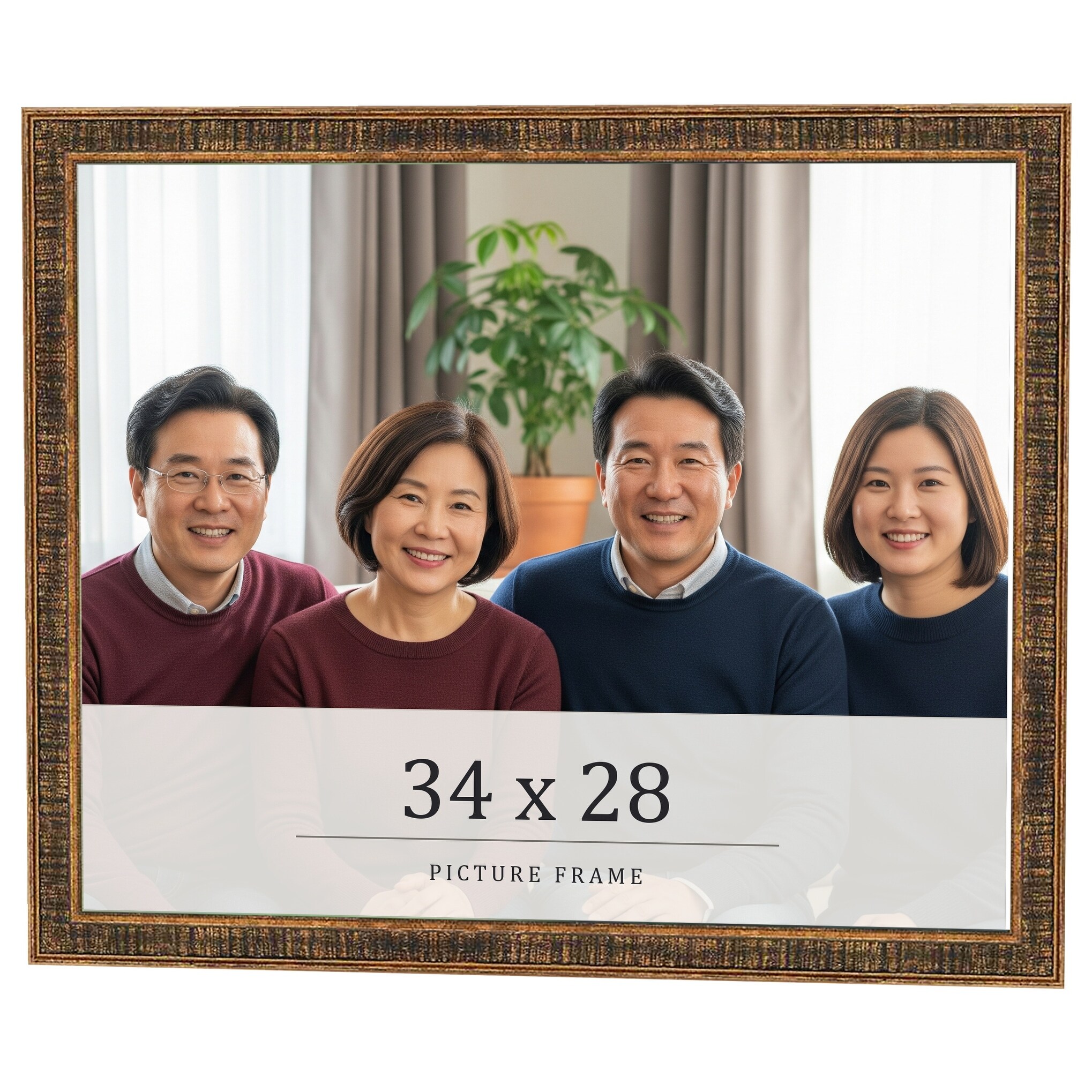 34x28 Frame Black Real Wood Picture Frame Kingsley Gold Distressed Photo Frame with UV Acrylic Foam Board Backing &