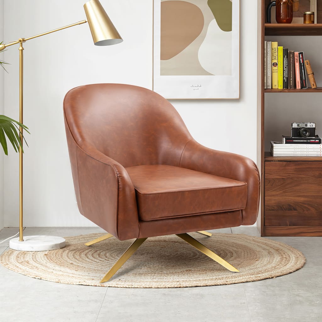 VredHom Modern Swivel Accent Chair with Stainless Steel Legs