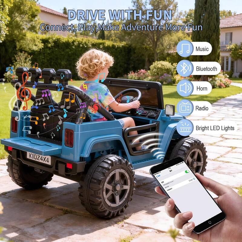 24V 2 Seater Electric Ride on Toys Truck for Kids Best Gift, Lake Blue