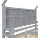 preview thumbnail 29 of 38, Twin Over Twin Low Bunk Bed with House Semi-enclosed Roof and Guardrails