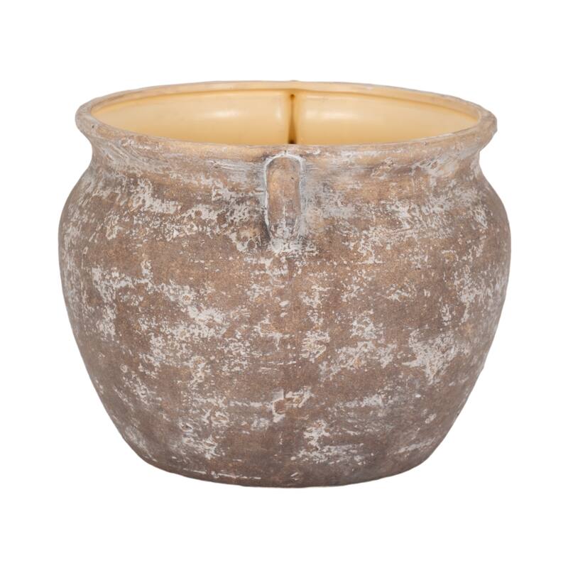 Stoneware Planter Rustic Texture and Handles Vessel Vintage Style