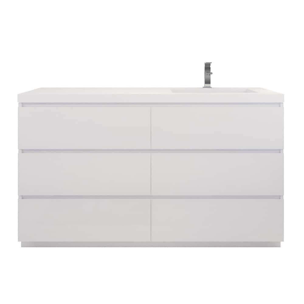 Aron 60'' Freestanding Vanity with Right Single Sink