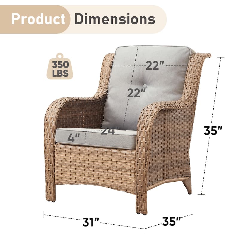 2 Peices Wicker Chairs Wide Armchair