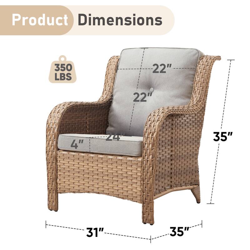 Outdoor Wicker High Back Club Chair Set of 2