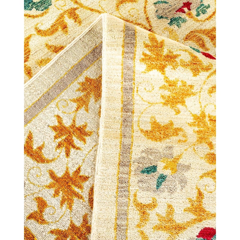 Overton Handknotted Wool Vintage Inspired Contemporary Suzani Ivory Area Rug - 18' 4" x 12' 3"