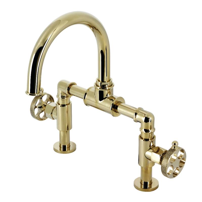 Kingston Brass KS217.RKX Webb 1.8 GPM Bridge Kitchen Faucet - Polished Brass
