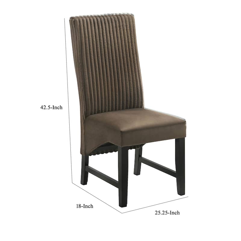 Ranna Dining Chair Set of 2, Brown Velvet Foam Cushions, Hardwood