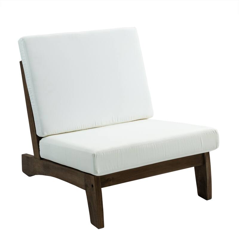 Acacia Wood Outdoor Armless Club Chair With Waterproof Cushion