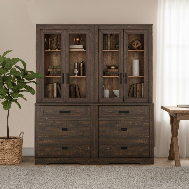 3 Tier Bookcase with Drawer,73.3" Tall Floor Standing Bookshelf