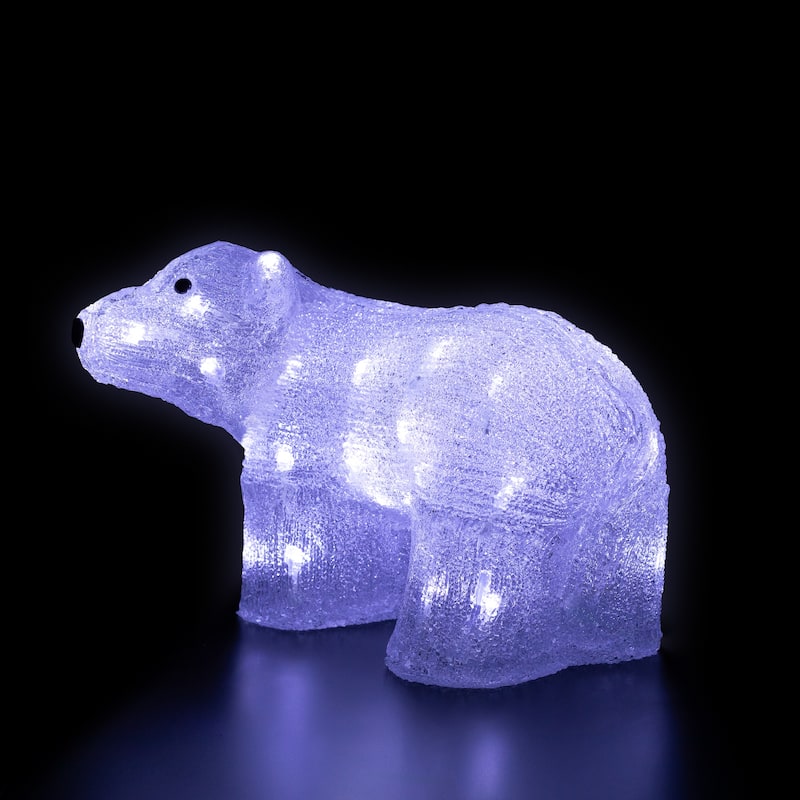 13.5" White Lighted Acrylic Baby Polar Bear Christmas Decoration